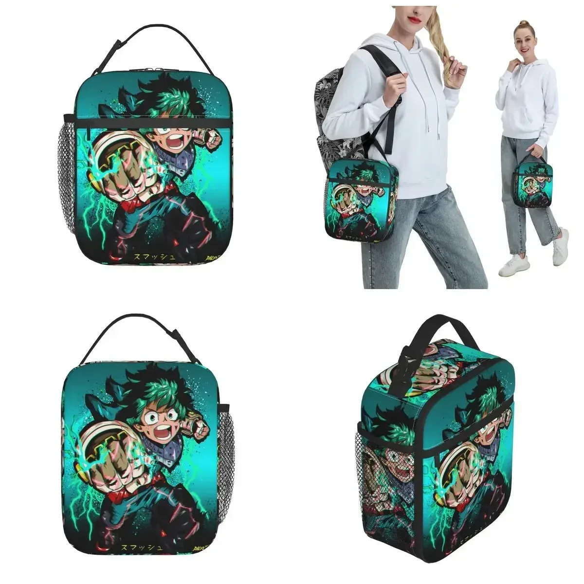 My Hero Academia Deku Merch Insulated Lunch Bags for Adult Children School Izuku Midoriya Storage Food Box Thermal Lunch Box