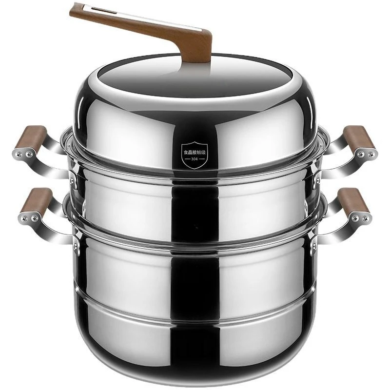

Stainless steel seafood steam steamer, large steamed bread steamer, thickened soup pot with household gas stove