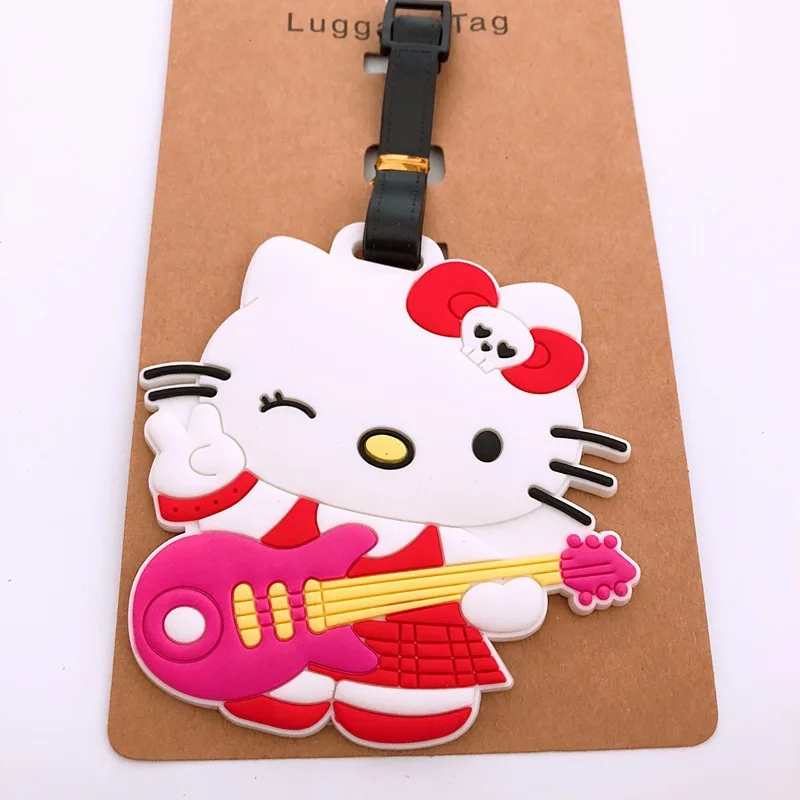 Anime Sanrio Cute Hello Kitty Luggage Tag Travel Accessories Doll Cartoon Model Pendant Portable Label Identification Kids Toys