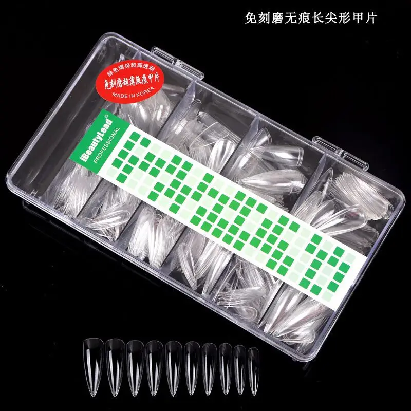 500PCS T Type Nail Tips Full Cover False Nails No Need Buffing Ballet Almond Nails