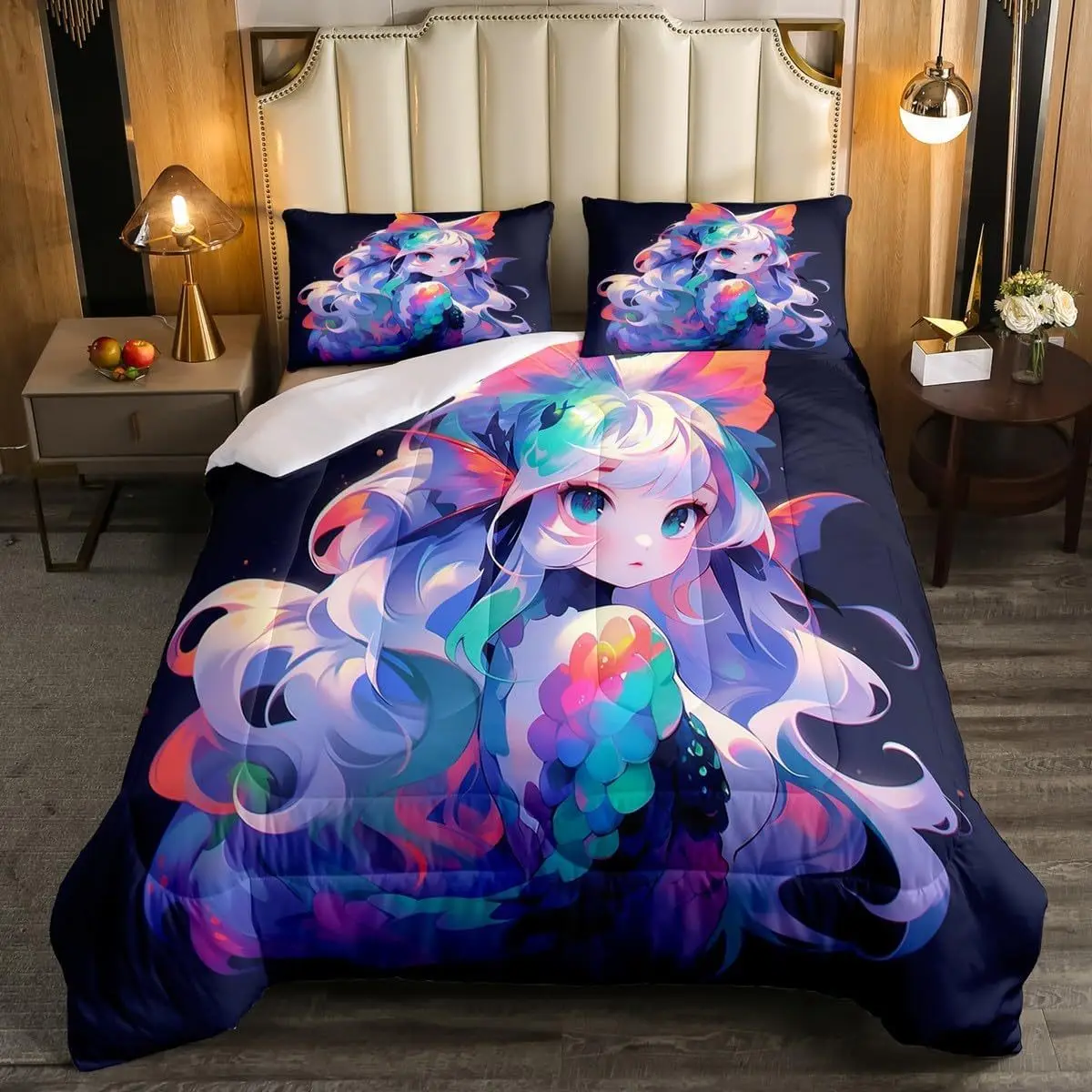 Erosebridal 2/3pcs Anime Bedding Comforters & Sets, Geisha Comforter Set, 3D Japanese Bedding Kawaii Girly Comforter Set, Anime