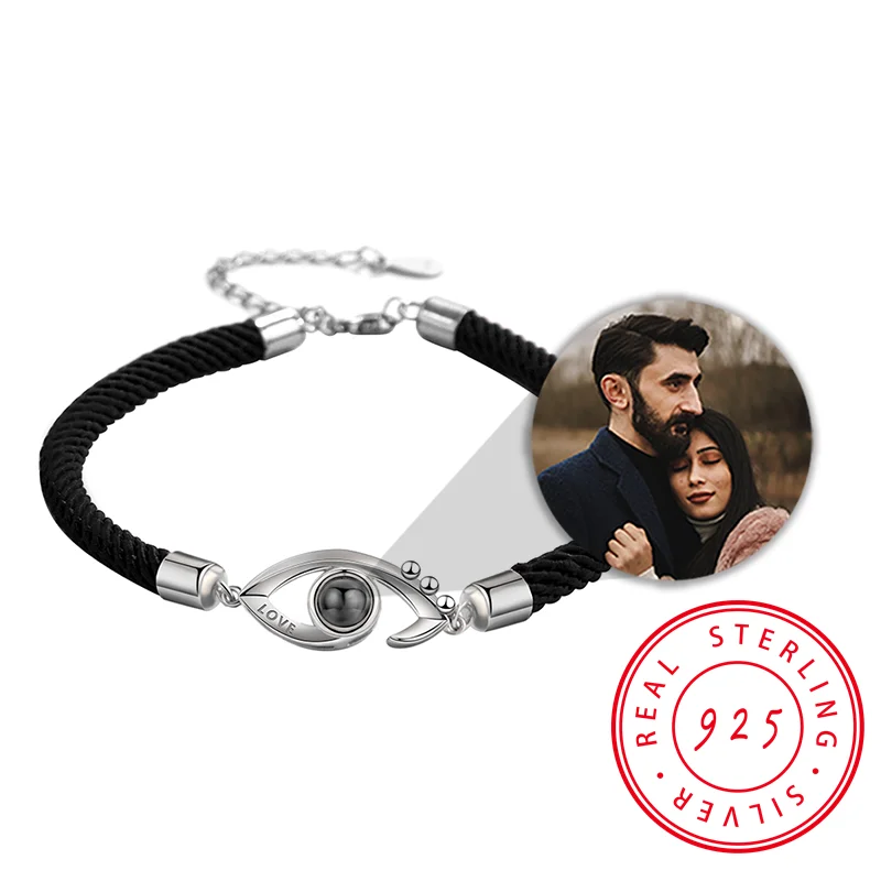 

925 Silver Pendant Eye Custom Picture Projection Necklace Bff Karkoto Couple Men Bracelet Women Jewelry Valentine Christmas Gift