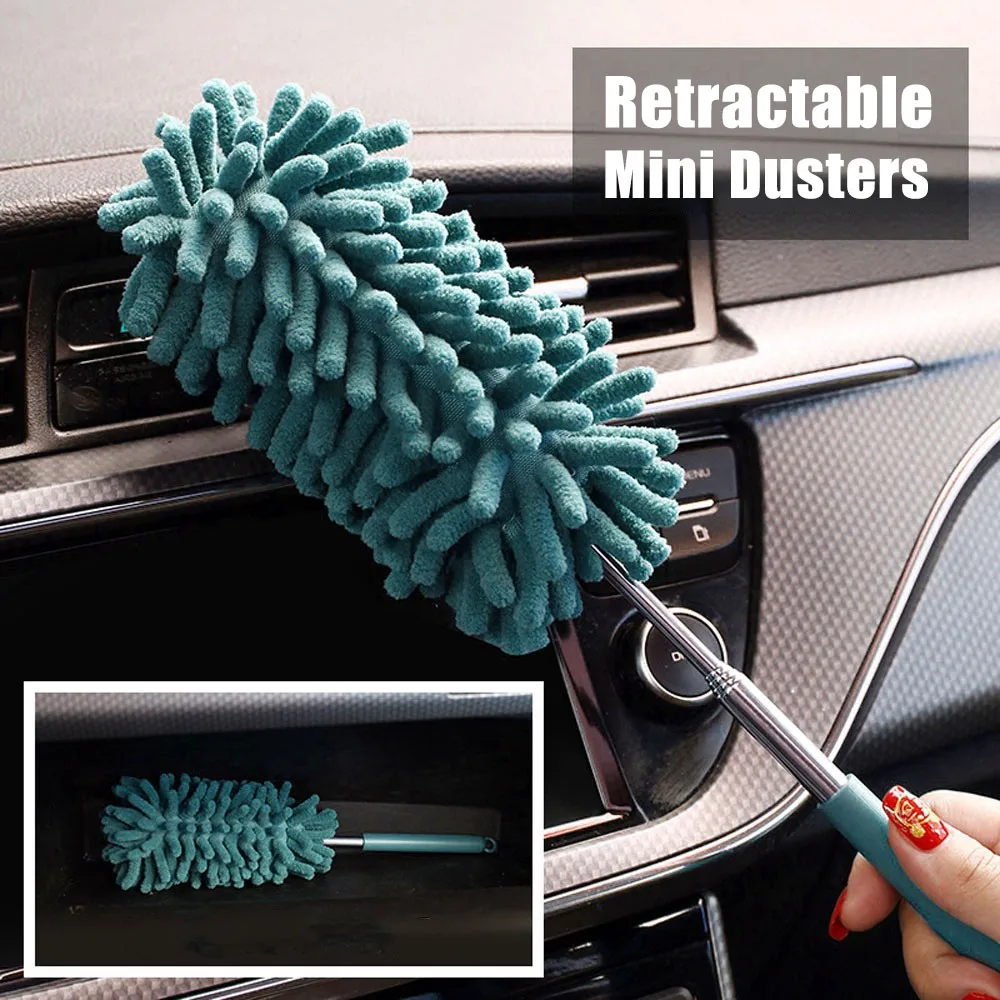 1/2Pcs Mini Car Duster Brush Telescopic Dust Remover Cleanning Washing Tool for Home Auto Air-conditioner Furniture Shutter image 5