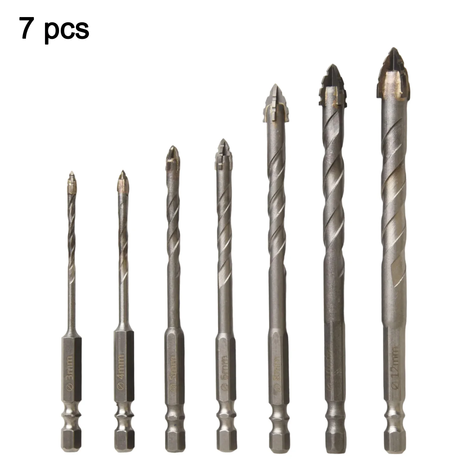 Triangular Spiral Drill Bit Set Drill Bit Approx.3mm Carbide Drill Set Drilling Precision Hex Shank Diameter 6.35mm