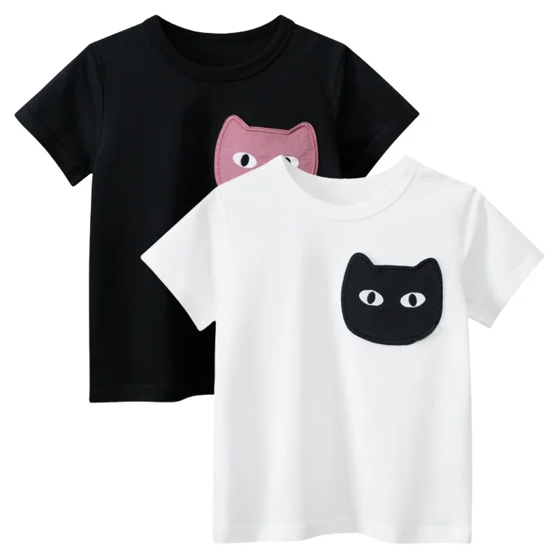 

Cartoon Cat Children's Clothing Summer New 2025 Girls T-shirt Kids Short-sleeved Cotton Top Baby Clothes