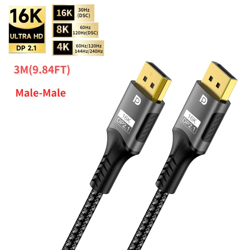 DisplayPort 2.1 Verlängerungskabel Stecker auf Buchse DP auf DisplayPort 16K@30Hz 8K@60Hz 4K@120Hz für PC TV Laptop Monitor Projektor – Detail 11