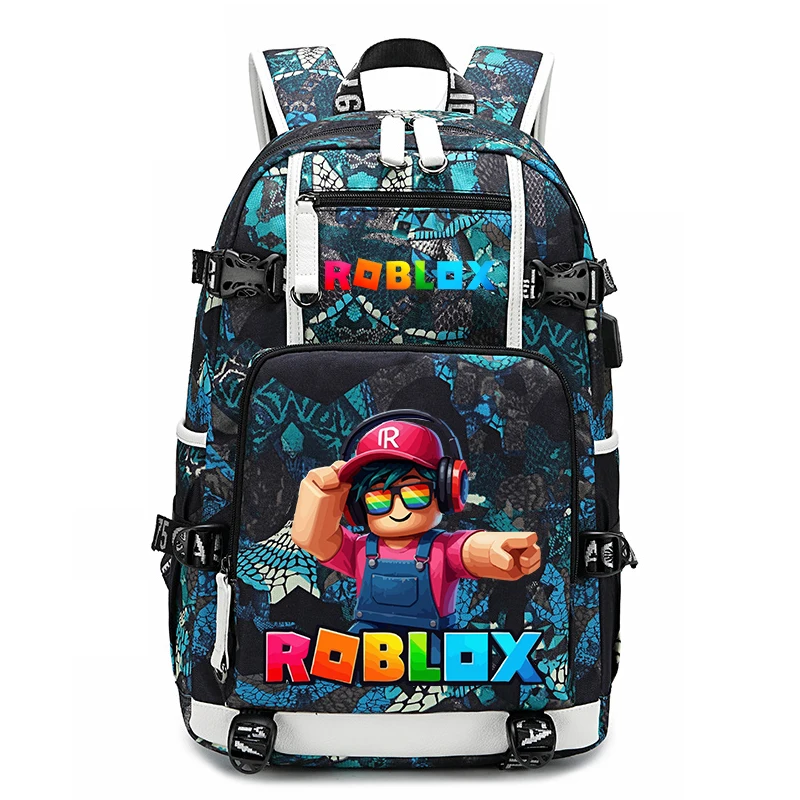 

Крутой школьный рюкзак с принтом Roblox, большой вместительный рюкзак для детей, мальчиков и девочек, водонепроницаемый, легкий, прочный рюкзак для книг