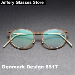 Denmark Titanium Acetate Cat Eye Glasses Frame Men Women 6517 Screwless Ultralight Optical Eyeglasses Eyewear Spectacles Frame