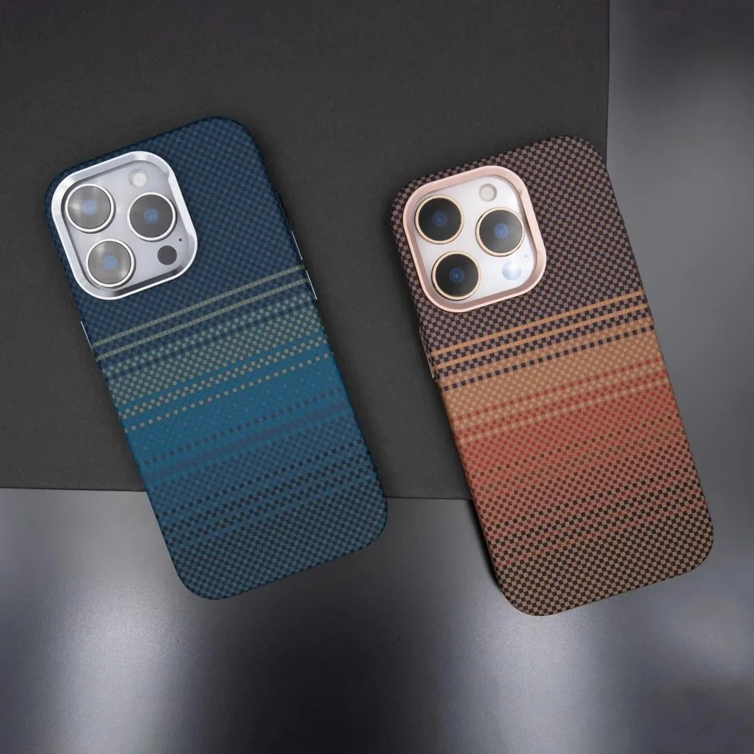 Abstract Sunset Moonrise Plaid Case Shell for iPhone 16 15 14 Pro Max MagSafe Magnet Back Cover Alloy Camera Armor PC Hard Coque