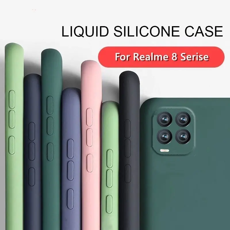 For Realme 8 Pro Case Cover Realme 10 8 9 Pro Plus 9i 8i C55 C35 C31 C30 Narzo 50 50A Funda Capa Liquid Silicone Soft Case