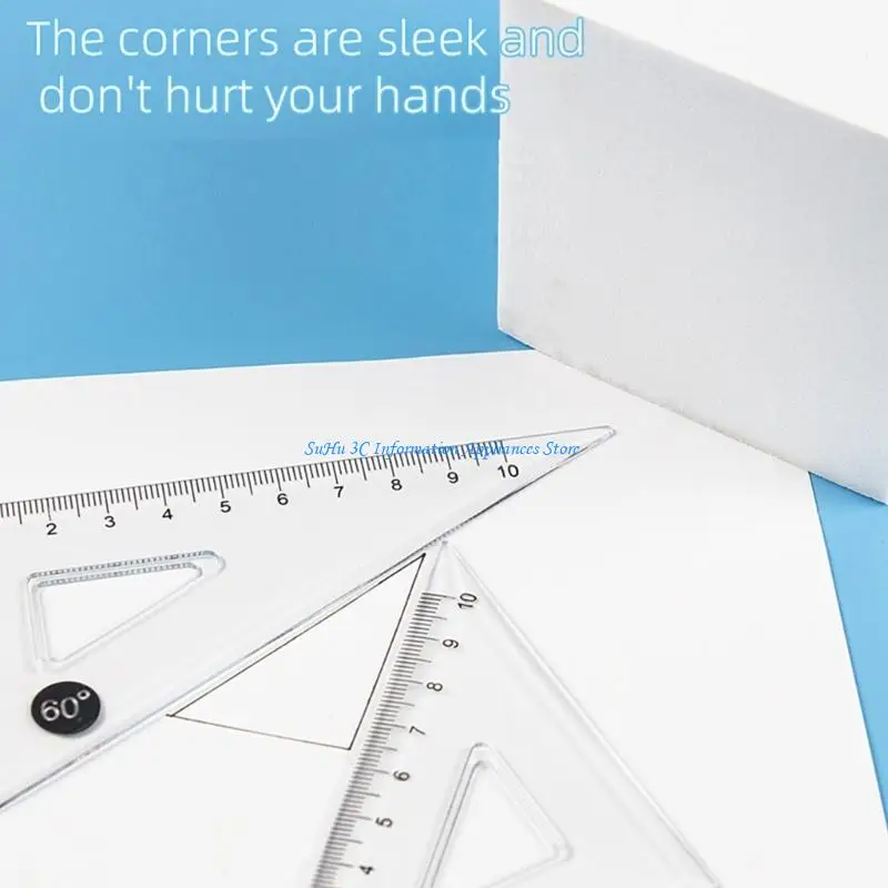 

4 Pcs 15cm Ruler Set Plastic Math Geometry Set Math Protractor Drawing Tool