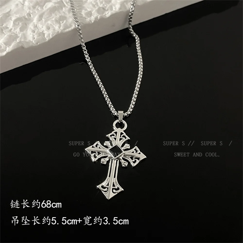 Y2K Punk Rock noir coeur croix pendentif chaîne croix jésus collier ras du cou pour les femmes Cool Hip Hop rue Grunge Goth accessoires