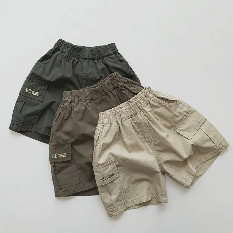 

2025 Summer New Children Shorts Fashion Girls Casual Shorts Solid Loose Kids Boys Versatile Cargo Pants Cotton Toddler Clothes