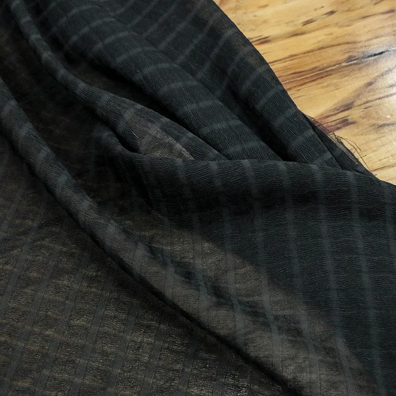 New Chinese-style Hanfu and cheongsam designer fabric with silk linen stripes hollowed-out patterns