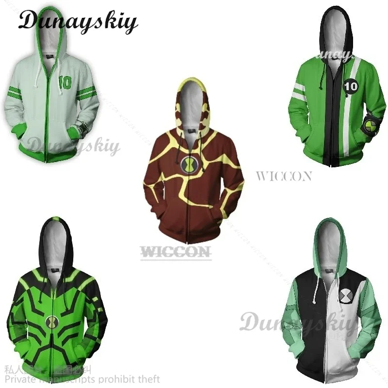 Anime Ben10 Tennyson Cosplay Hoodie Cartoon Pullover Hooded Sweatshirt Adult Men Fantasia Cos Jacket Sweatshirt Streetwear Coat