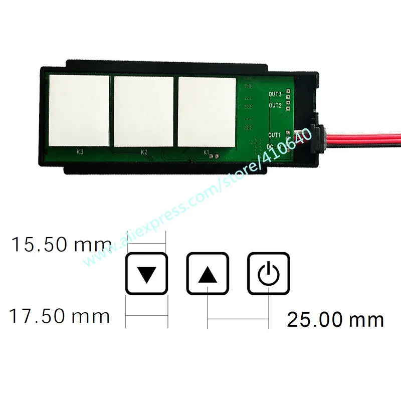 

Trumsense 5 Pcs WS08F3-A3-BW Washroom 3 Key Touch Switch For LED Mirror Stepless Adjust brightness Installed on Back of Mirror