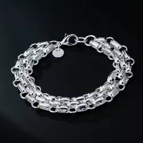 Fine 925 Sterling Silver Noble Nice Chain Solid Bracelet for Women Men Charms Party Gift Wedding Fashion Jewelry Hot Model - Image 15