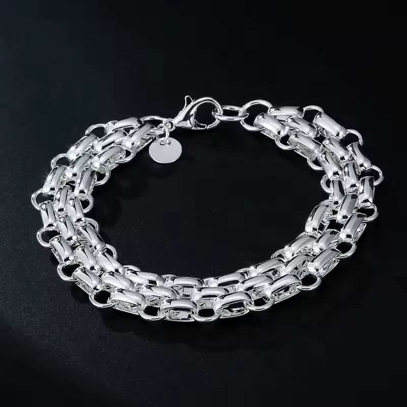 Fine 925 Sterling Silver Noble Nice Chain Solid Bracelet for Women Men Charms Party Gift Wedding Fashion Jewelry Hot Model - Image 15