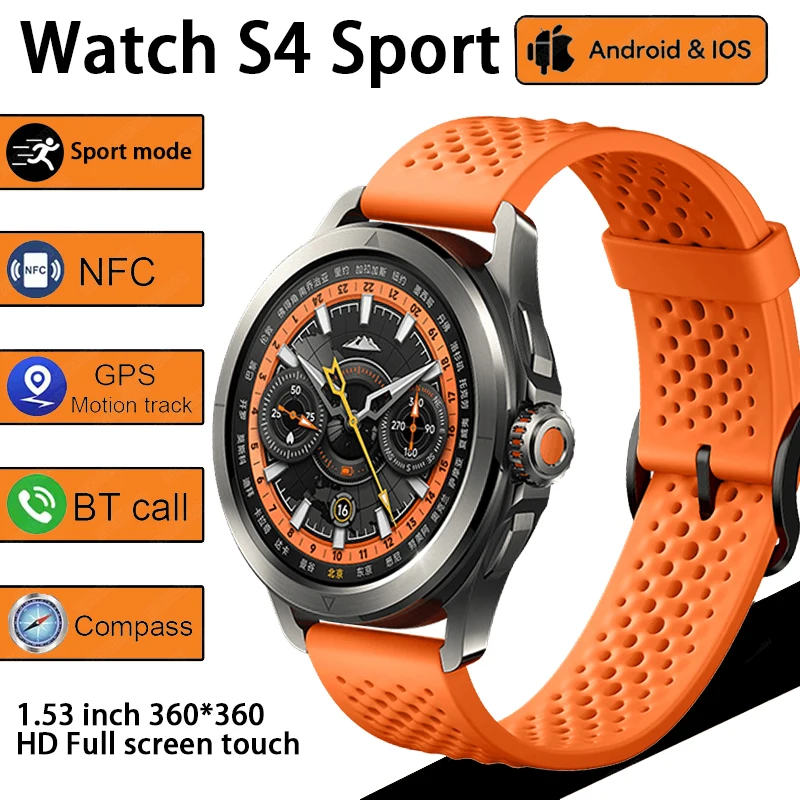 

S4 Ultra 2025 Новые Смарт-Браслет Мужские Часы AMOLED HD Экран Bluetooth Вызов GPS Траектория NFC Сердечный ритм Компас Смарт-часы