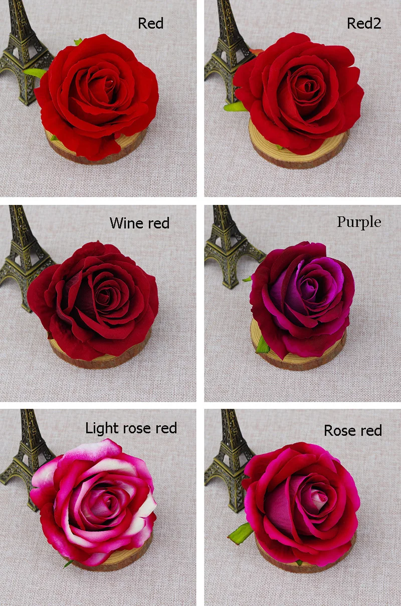 10 Stück 10cm Simulierte Samt-Rosenköpfe Künstliche Blumen Hochzeitsblumenwand Hintergrunddekoration Feiertags-Hut-Accessoires Kranz – Detail 4