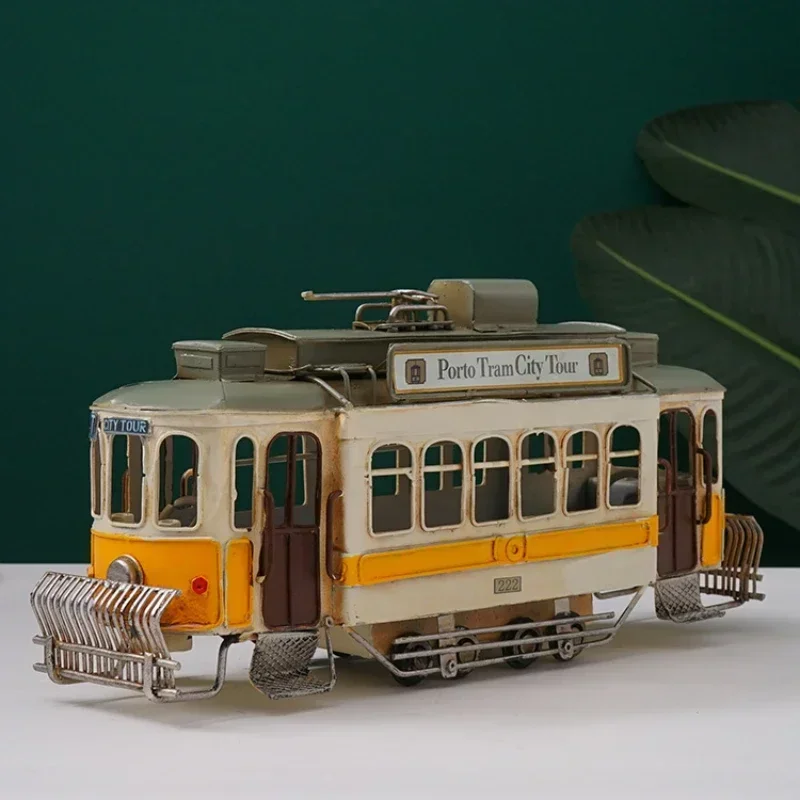 Tram Model Craft:Soft Decoration Creative Table Ornaments American Style Caf Vintage Objects Decorative Figurines Accessories