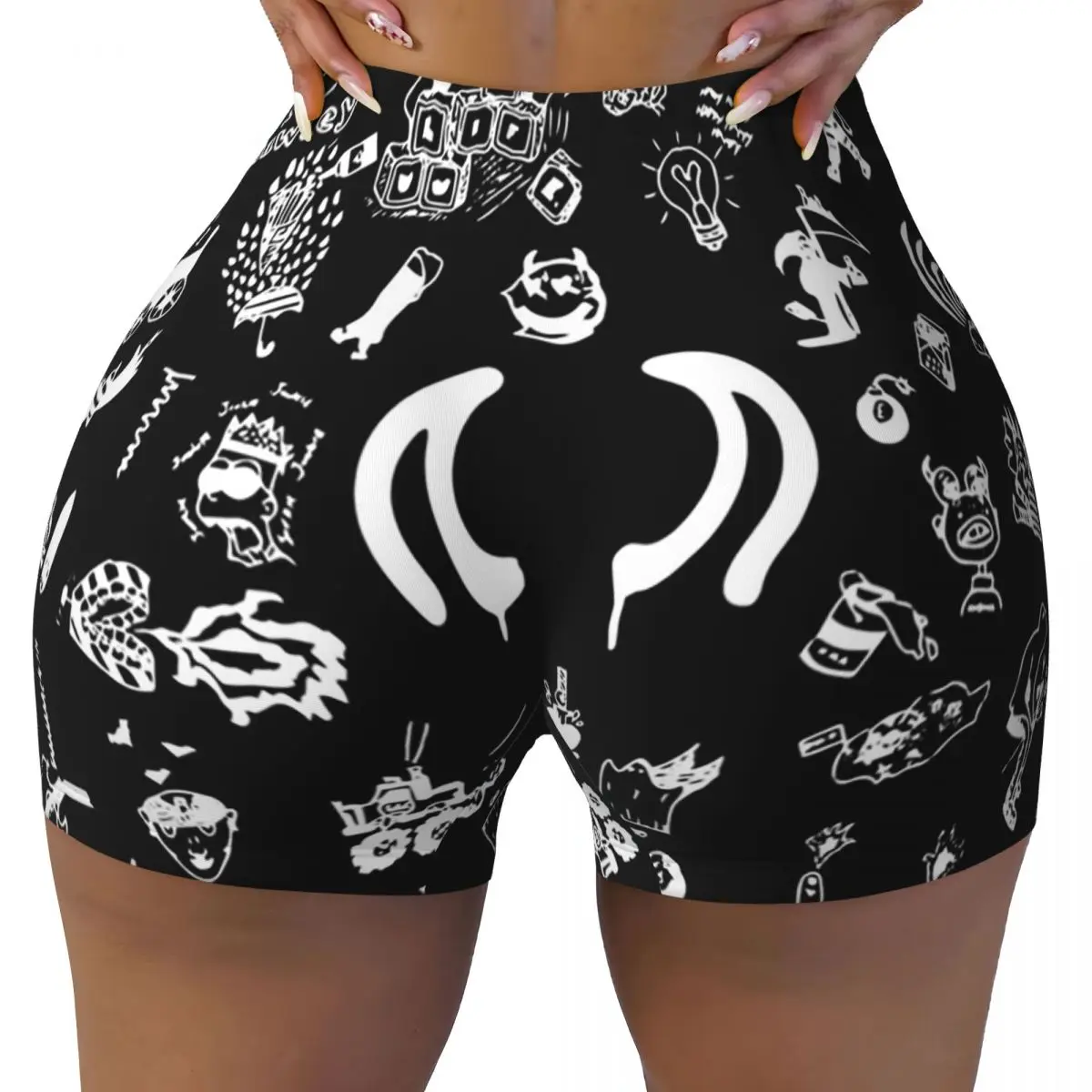 Yungblud personalizado desenhos folha de tatuagem shorts de yoga feminino ginásio treino correndo atlético vôlei biker shorts