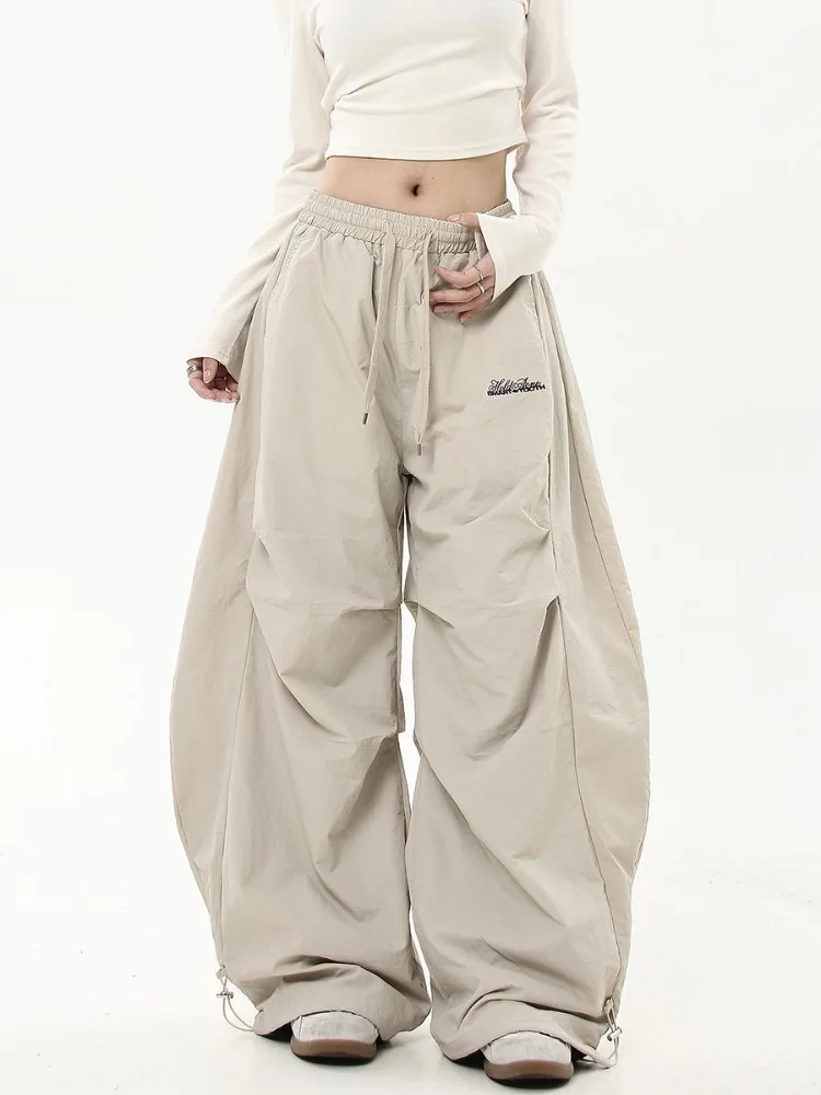 

HOUZHOU Oversized Brushed Women Pants Vintage Pleated Wide Leg Trousers Warm Winter Baggy Black Trousers Harajuku Casual Joggers