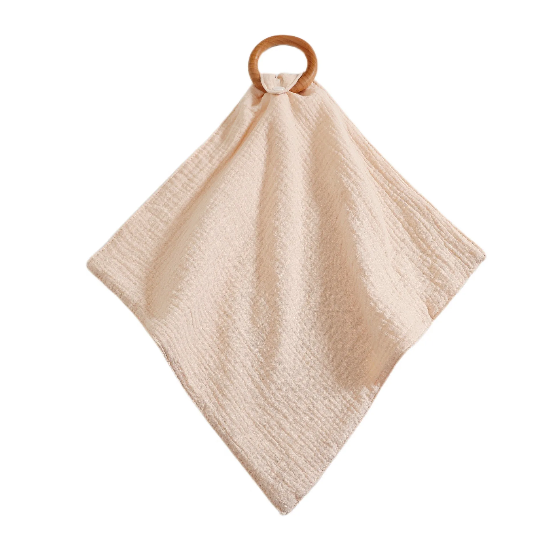 4 layer cotton baby comforting blanket wooden ring with cotton muslin soothing towel accessoire bébé garçon