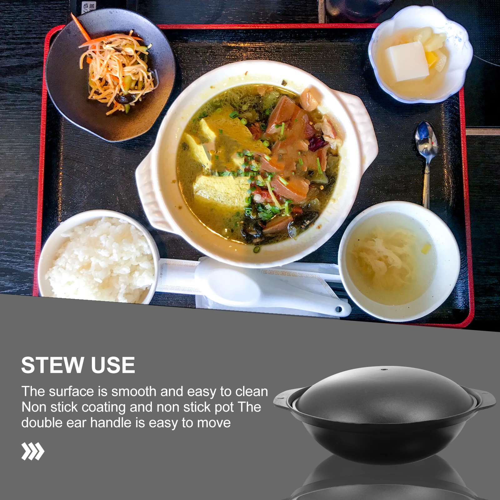 

1 set 1 Set Cast Aluminium Casserole With Lid For Yellow Braised Chicken Clay Pot Rice Heat Resistant Ergonomic Small