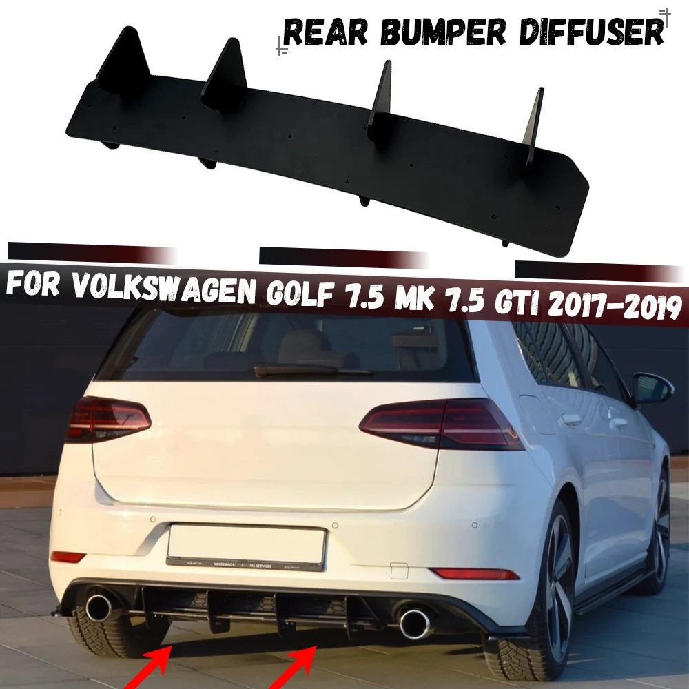 

Car Rear Bumper Diffuser Tail Apron Splitters For Volkswagen VW GOLF 7.5 MK7.5 GTI 2017 2018 2019 Rear Spoiler Lip