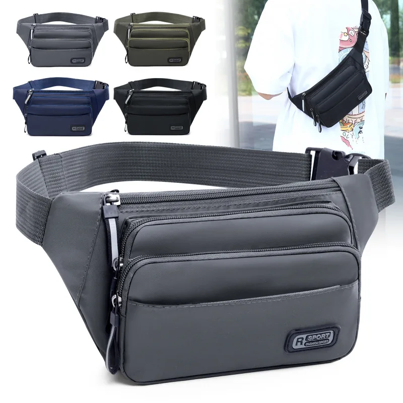 Sports Outdoor Multifunctional Waterproof Fanny Bag Men and Women Large Capacity Solid Color Mobile Phone Bag