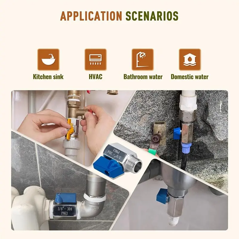 【TODAY-ONLY!】X-Male Threaded Mini Ball Valve 3/8 Inch-For 2-Pack 304 Stainless Steel NPT Female Design For Compact Installation