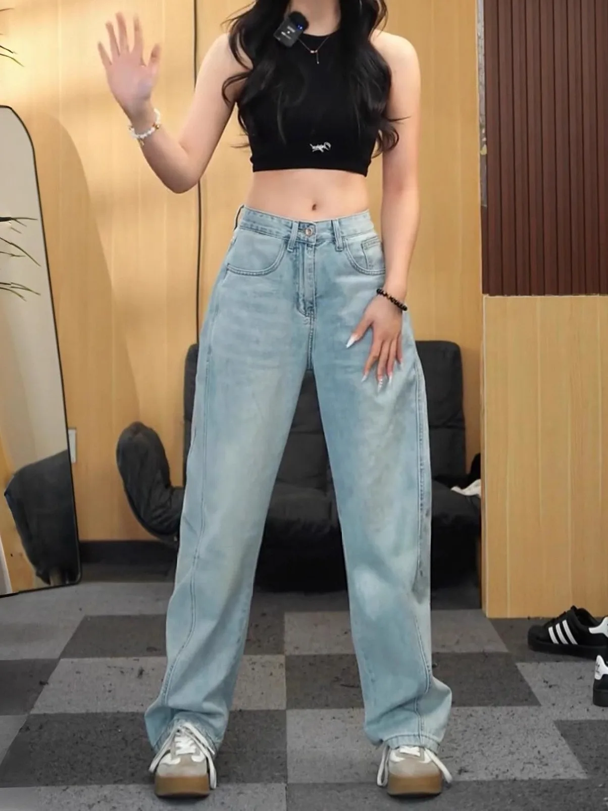 

Spring Autumn Wide Leg Casual Men's Jeans Faionable Versatile Loose Micro Cone Straight Leggings American Sle Denim Pants