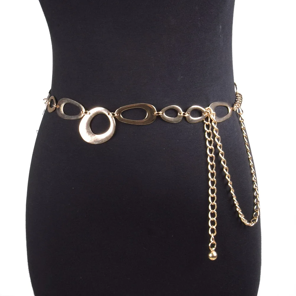 Gold and Silver Metal Waist Chain Women's Dress Accessory Irregular Ring Waist Belt