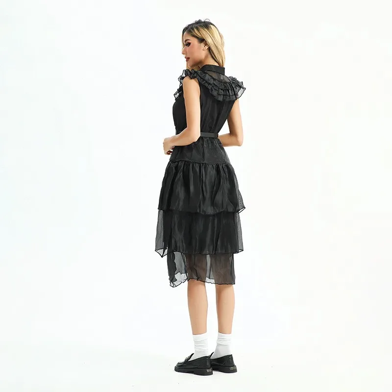 Gotico Adam e Eva loween Matrimonio Dr Little Bla Dr Mercoledì Costume cosplay Abbigliamento etnico da donna Stage Co...