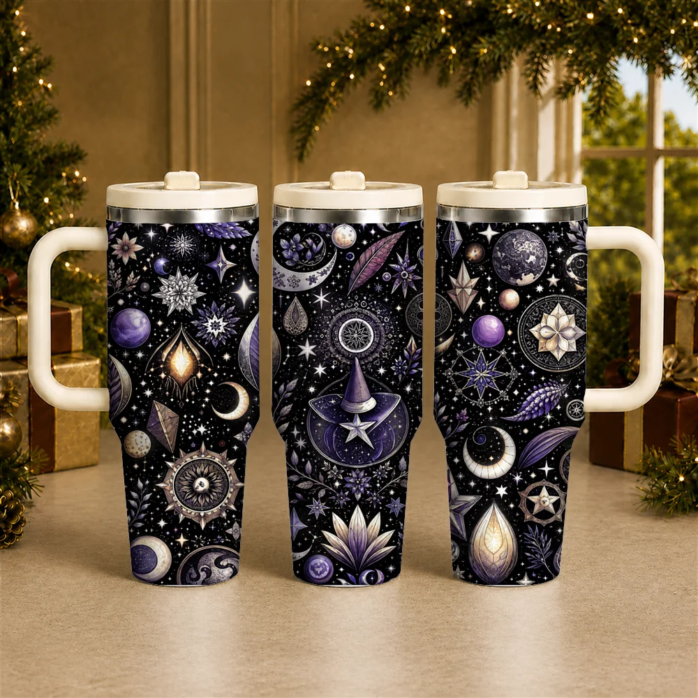 Celestial Witch Magic Vacuum Flasks 40oz Large Capacity Tumbler with Handle Straw Lid Insulated Stainless Steel Travel Mug