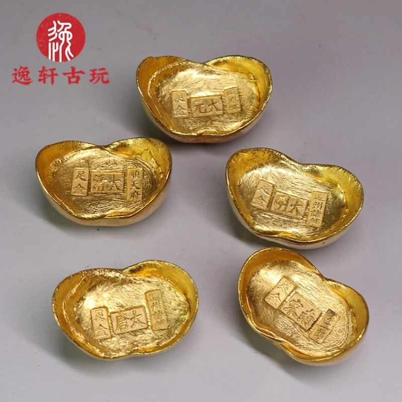 Antique Ming, Qing, Yuan, Tang, and Southern Song Dynasty ingots, bars, solid gold-plated copper. Price per piece