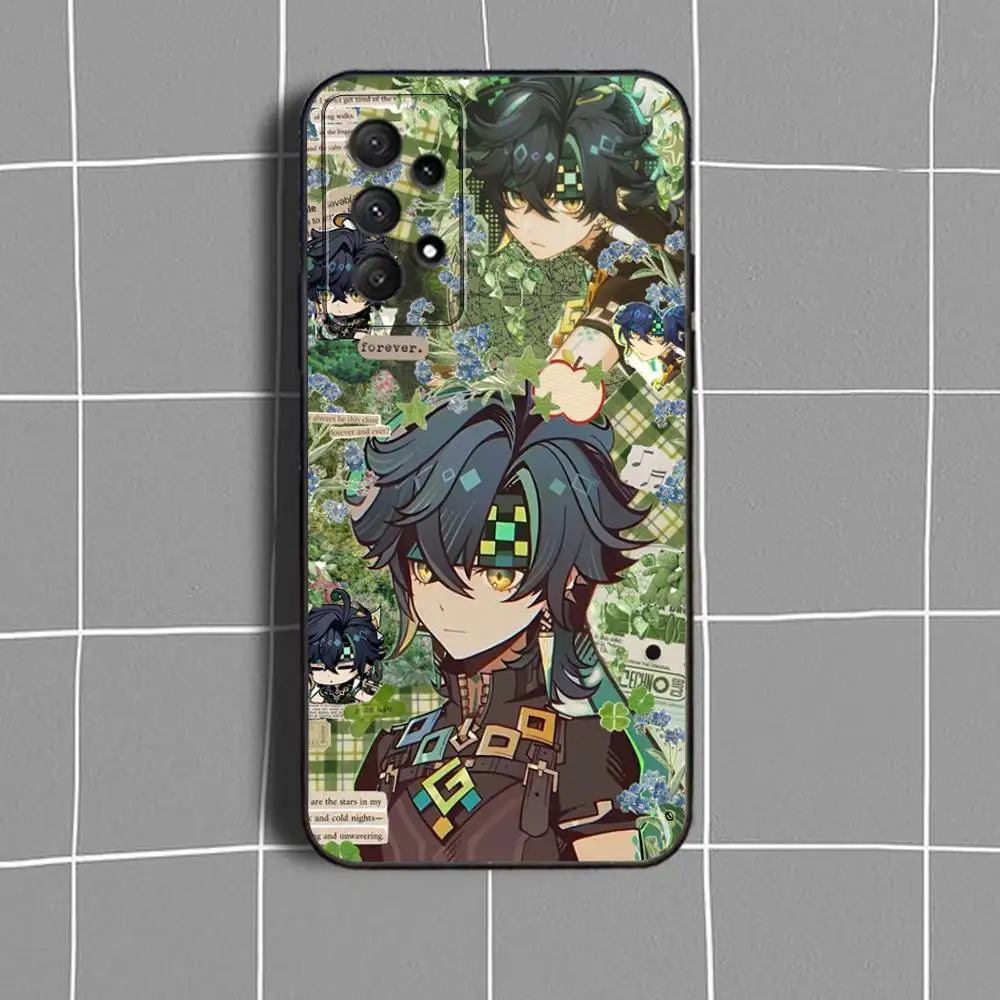 حافظة هاتف K-Kinich Genshin ImpactS لهاتف سامسونج جالاكسي A73,31,32,72,41,53,52,71,22,5G,Note,J7,8,9 غطاء أسود ناعم