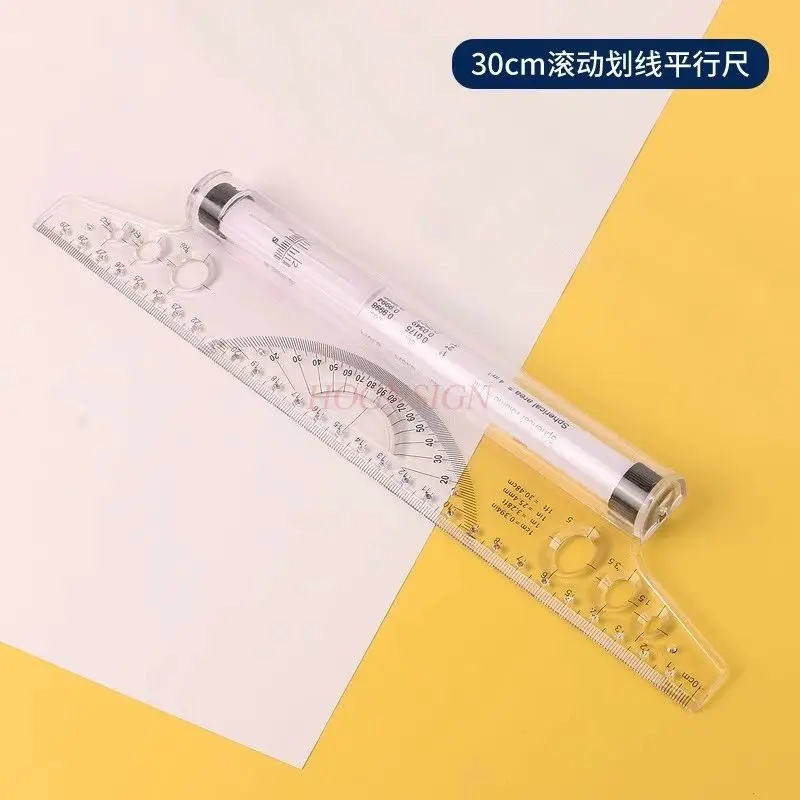 1pcs Roller ruler, parallel ruler, multifunctional drawing, roller balance ruler, push ruler, high-precision measurement