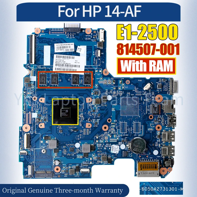 

6050A2731301 For HP 14-AF Laptop Mainboard 814507-001 E1-2500 With RAM 100％ Tested Notebook Motherboard