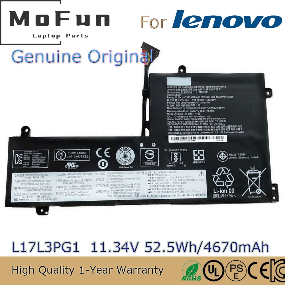 Brand New Original L17C3PG1 11.34V 52.5Wh Laptop Battery for Lenovo Legion Y530-15ICH Y545-PG0 Y540-17IRH Y540-15IRH L17L3PG1