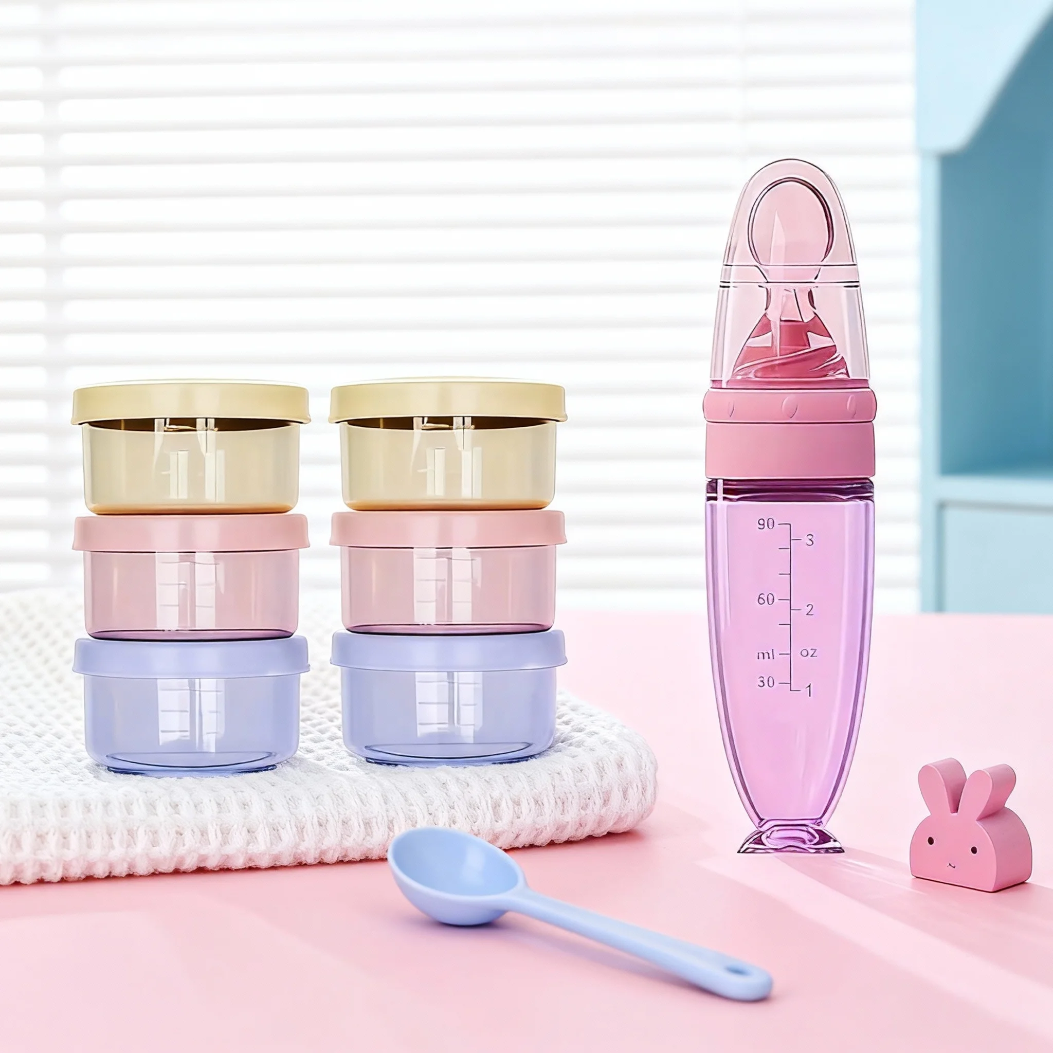 

7PCS/8PCS Silicone Baby Spoon And Food Box Set Small Size Feeding Utensil for Infants Portable Mealtime Kit for Babies