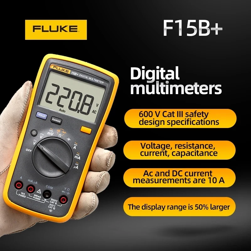 Fluke 15B Plus 15B+ 15B MAX Professional Multimeter Digital Multi Tester Current Polymeter Transistor Smart Electronic Meter