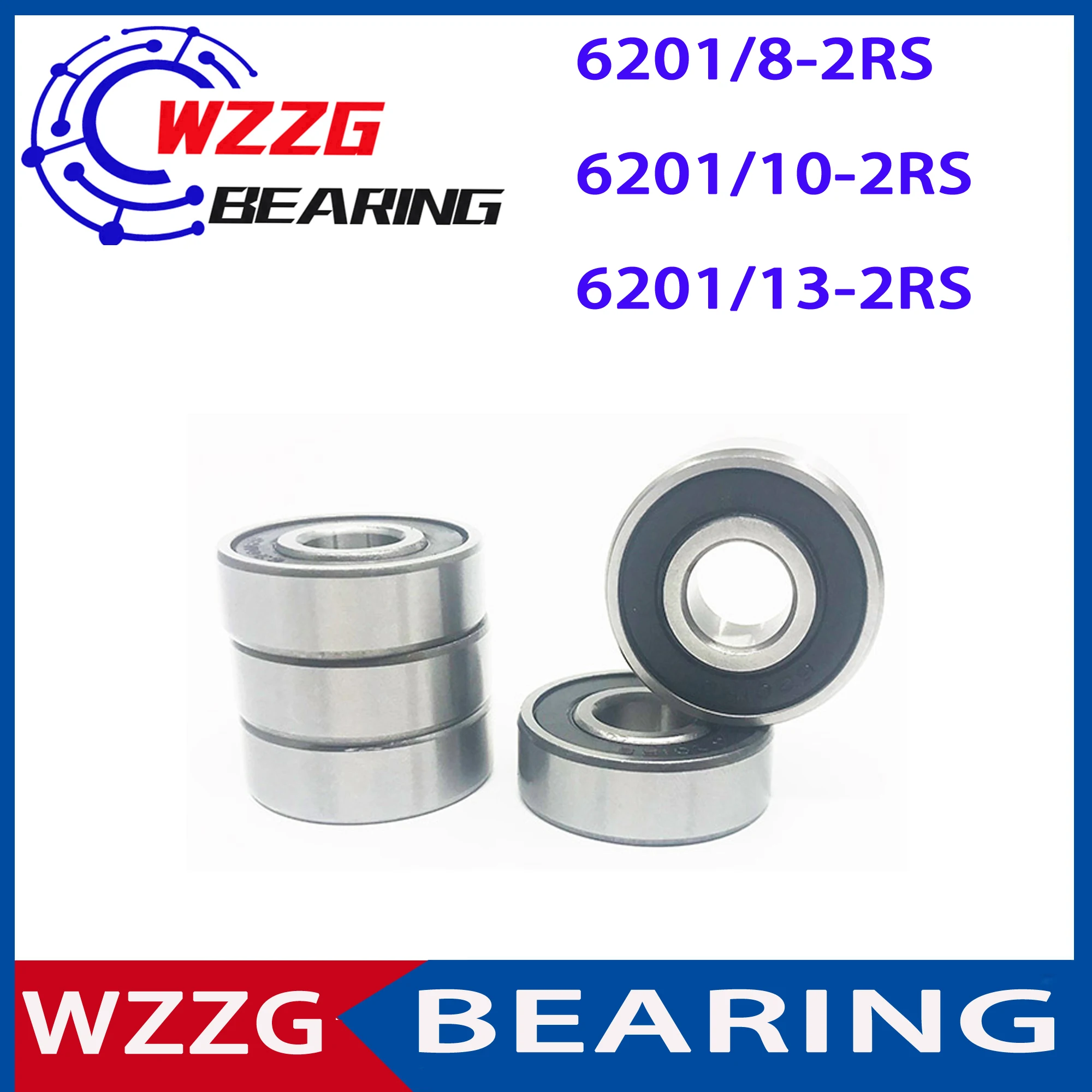 WZZG 10PCS 6201 High Quality Non-Standard Ball Bearing 6201/8-2RS 6201/10-2RS 6201/13-2RS Inner Diameter 8mm 10mm 13mm