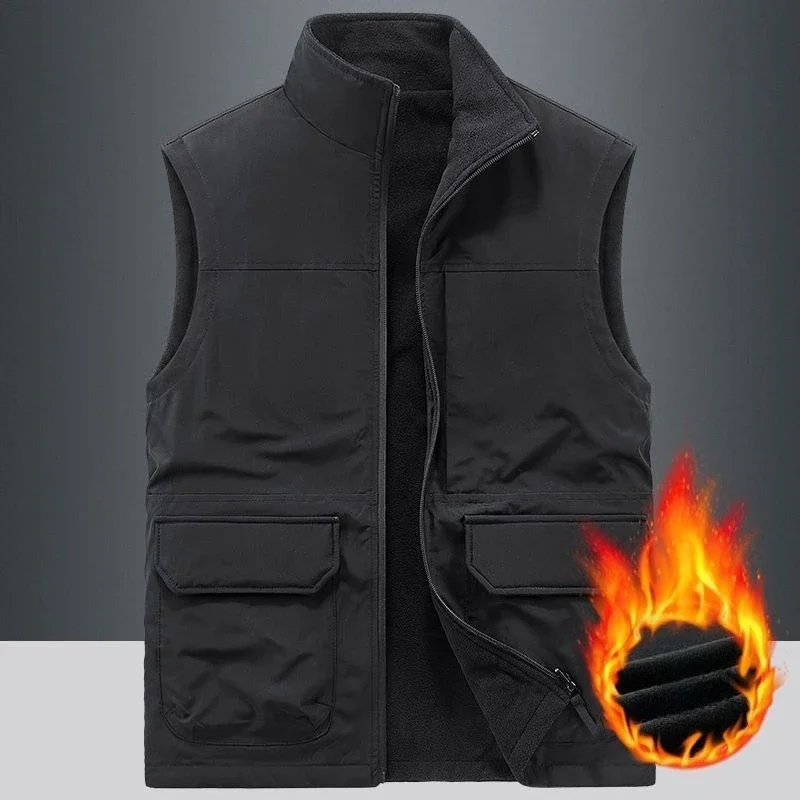 Lazer ao ar livre pesca colete de couro à prova de vento masculino confortável versátil respirável esportes na moda colete cor sólida casual