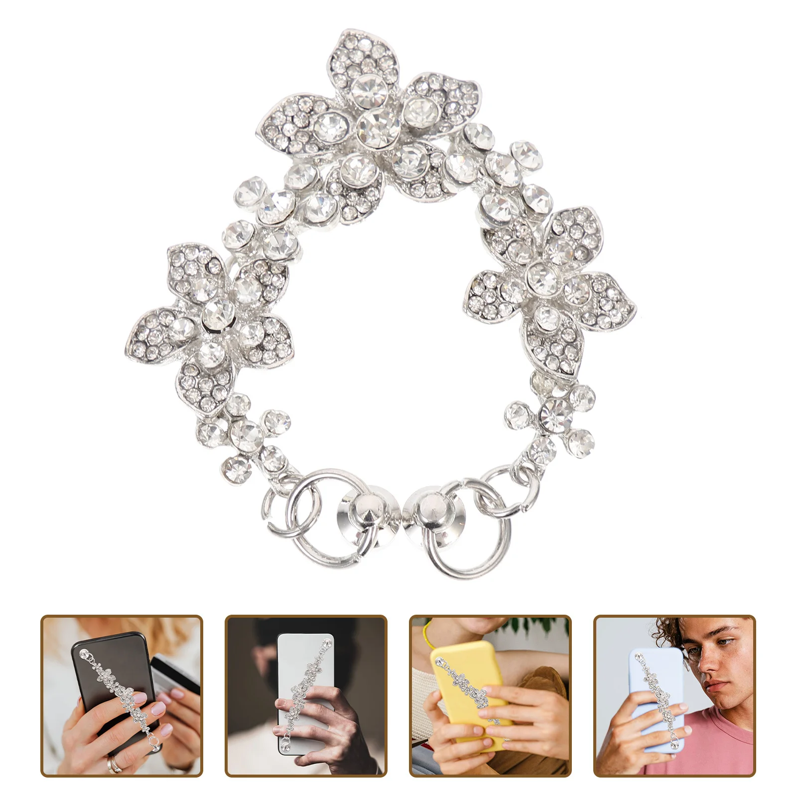 Custodia per telefono Catena piena di strass Decorazione fai-da-te Catena per dito per telefono Supporto per impugnatura resistente alle cadute Materiale durevole e sicuro