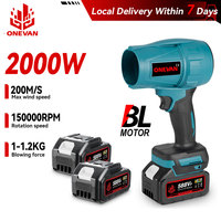 ONEVAN 200M/S Brushless Electric Turbo Fan Blowers 2000W Cordless Jet Fan Snow Leaf Dust Air Blowing Tool For Makita Battery Pin
