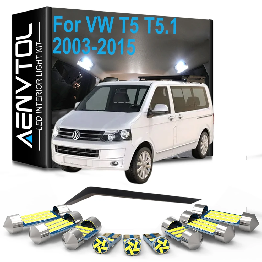 For VW Volkswagen Multivan Caravelle Transporter T5 T5.1 2003- 2011 2012 2013 2014 2015 19Pcs LED Bulb Interior Light Kit