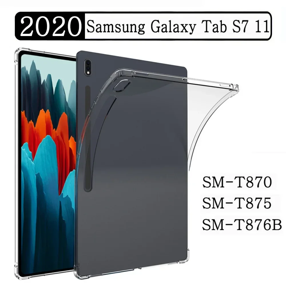 Soft Silicone Case For Samsung Galaxy Tab S7 11 2020 SM-T870 SM-T875 SM-T876B Tablet Case Flexible Shell Transparent Back Cover