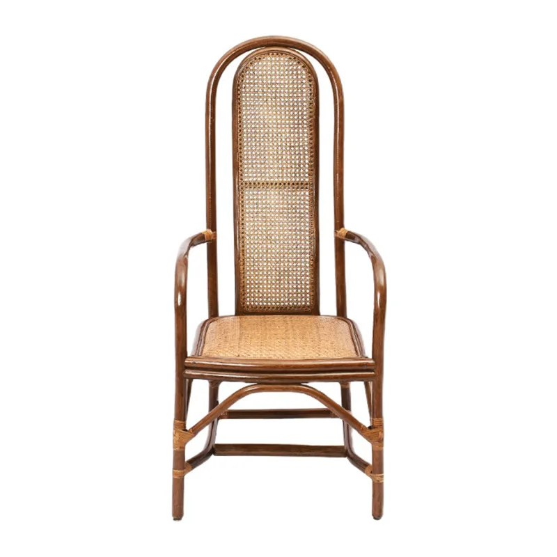 

Fully hand-woven rattan chair vintage office high back single